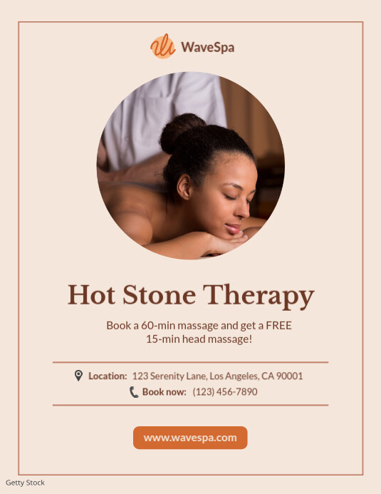Spa Hot Stone Therapy Flyer Folheto (US Letter) template