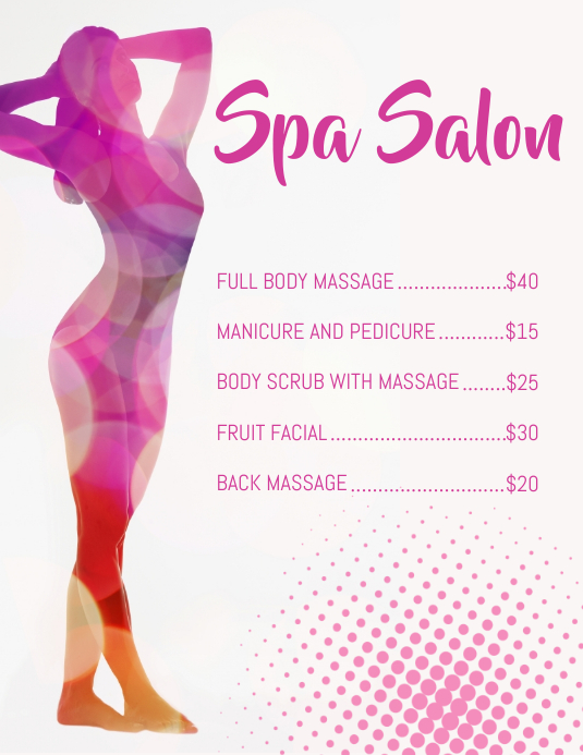 spa menu Template PosterMyWall