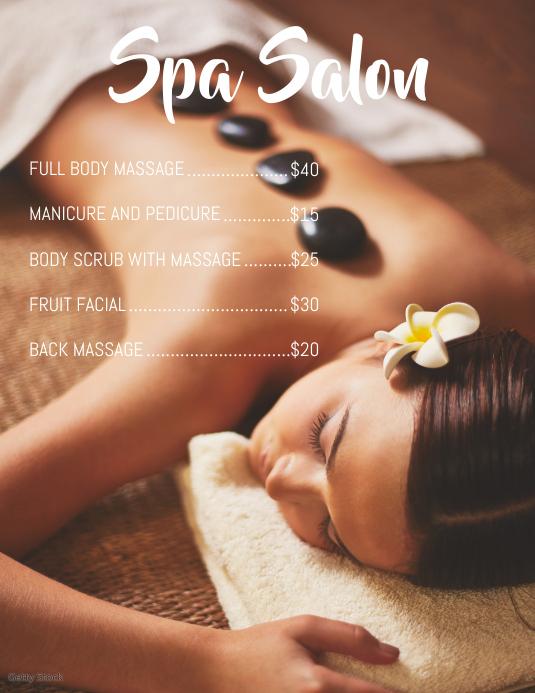 spa menu Template | PosterMyWall