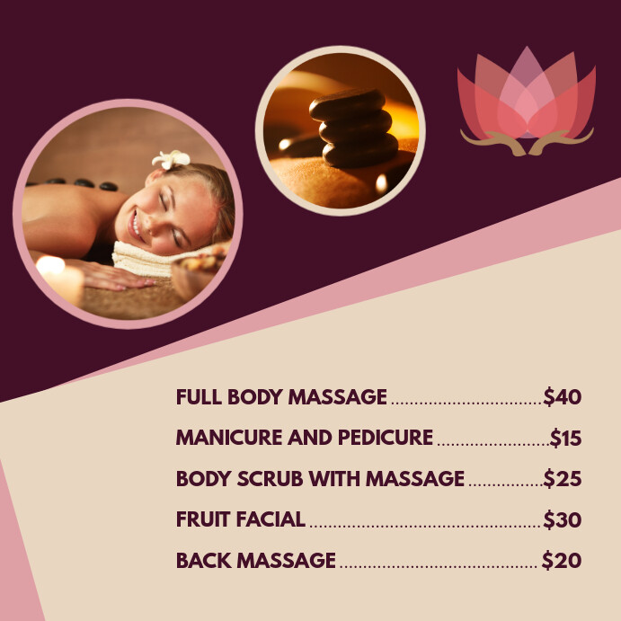 spa menu Template PosterMyWall