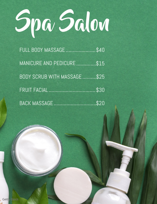 Copy of spa menu PosterMyWall