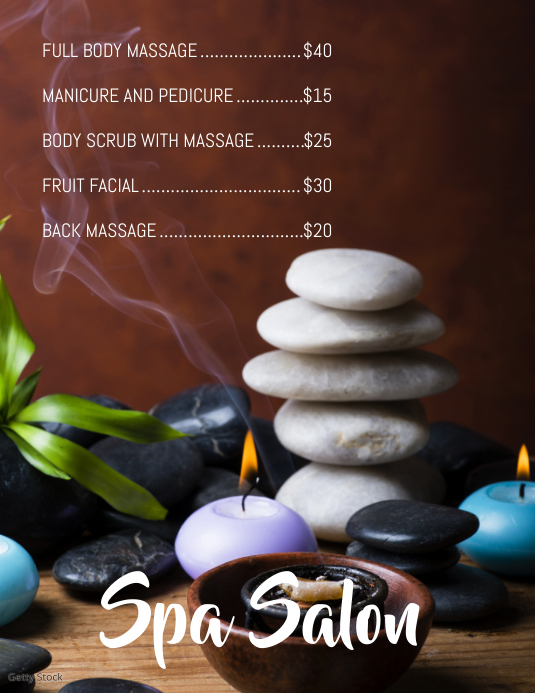 spa menu Template PosterMyWall