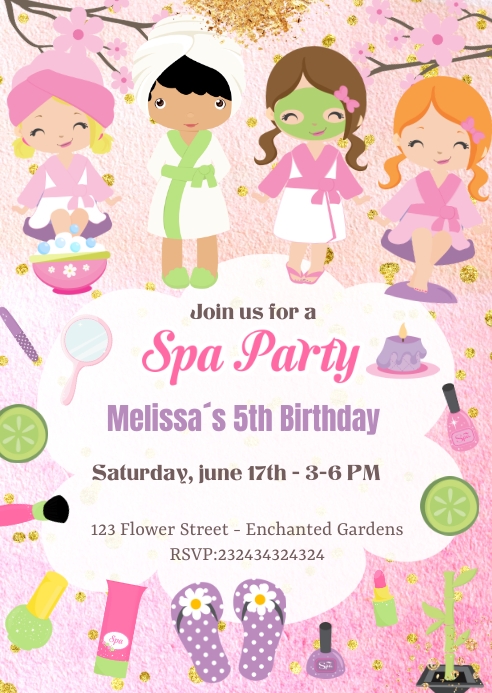 Spa Invite White Spa Party Invitation A6 Template | PosterMyWall