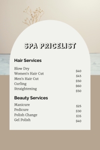 Spa Pricelist Template PosterMyWall