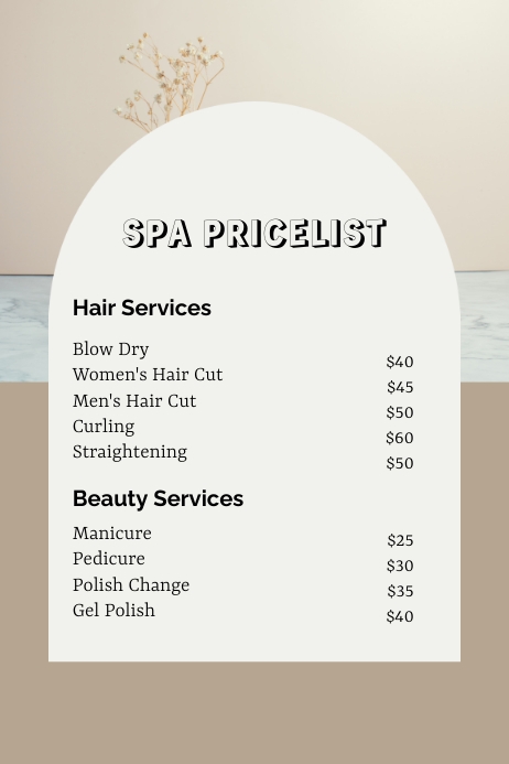 Spa Pricelist Template PosterMyWall