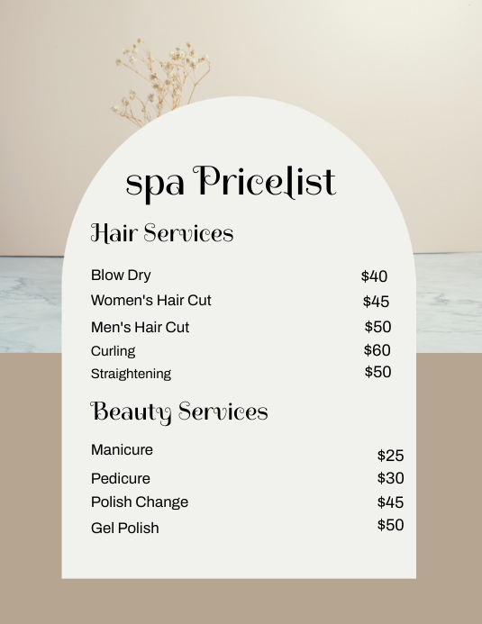 Spa Pricelist Template PosterMyWall
