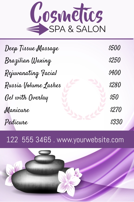 Spa Pricelist Poster Template PosterMyWall