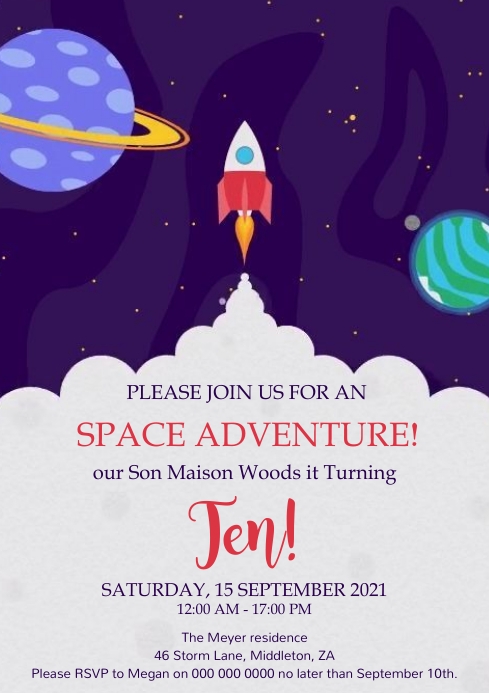 Copy of SPACE birthday party design template | PosterMyWall