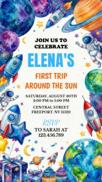 Space Birthday Party Invitation Template Instagram Story