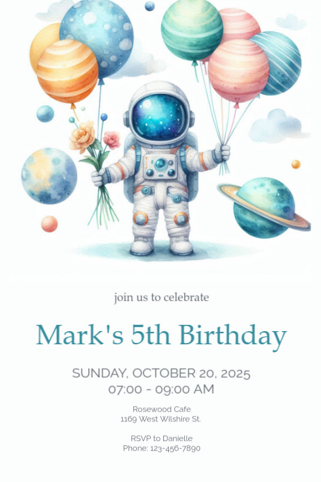 Space Inflators Party Space Birthday Party Invite Template | PosterMyWall