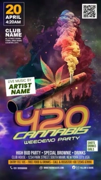 Space Maximalist Cannabis Party Digital Display (9:16) template