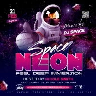 space neon party Instagram Post template