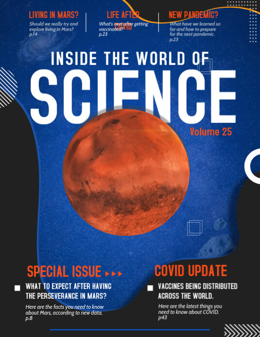 Science Magazine Cover Layout Space Science Magazine Cover Flyer Template | PosterMyWall