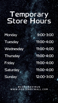 Space Sky Store Hours of Work Instagram Post template