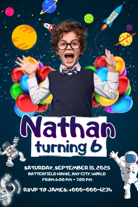 Space Theme Birthday Flyer Template PosterMyWall
