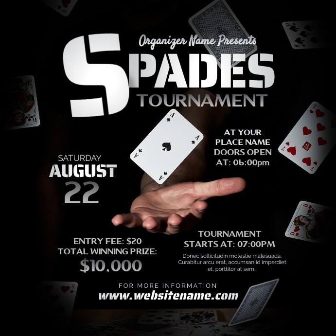 Spades Tournament Instagram Post template