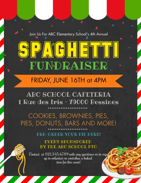 Spaghetti Dinner Flyer Fundraiser Template PosterMyWall