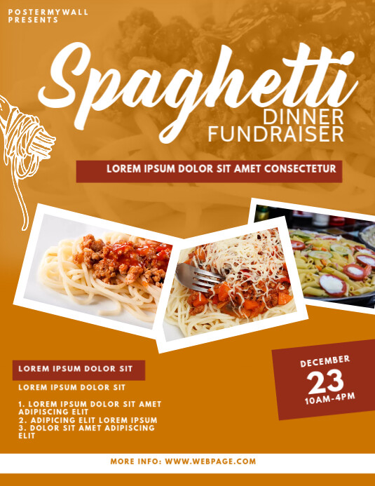 Spaghetti Dinner Fundraiser Flyer Template PosterMyWall