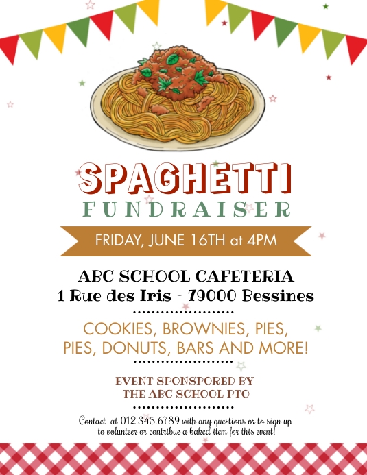 Spaghetti Dinner Fundraiser Flyer Template PosterMyWall
