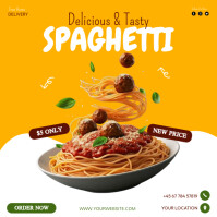 spaghetti food flyer Square (1:1) template