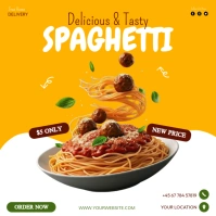 spaghetti food flyer Square (1:1) template