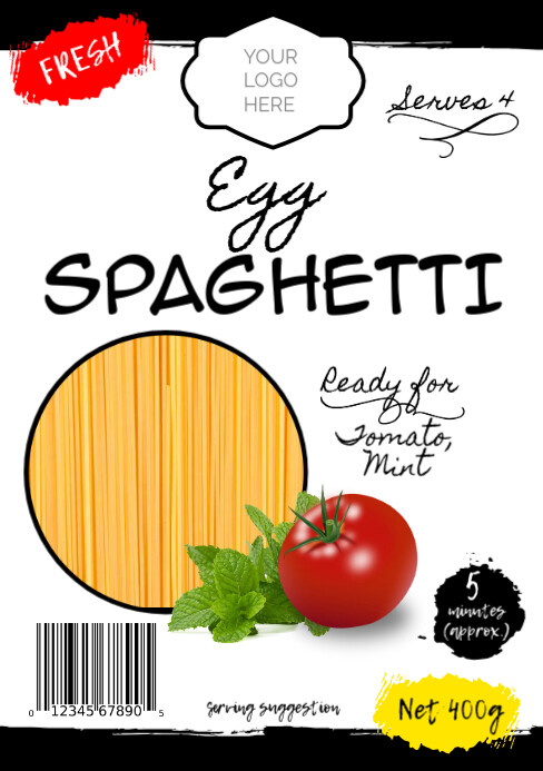Copy of Spaghetti Package design label template | PosterMyWall