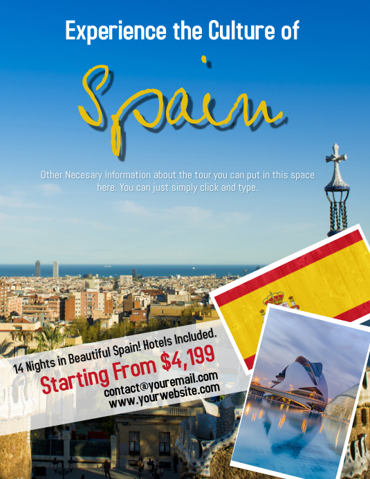 Folleto De Plantilla De Viaje Turistico En Espana Postermywall