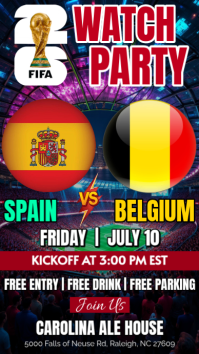 Spain Vs Belgium FIFA World Cup 2026 Watch Party Instagram Story Template