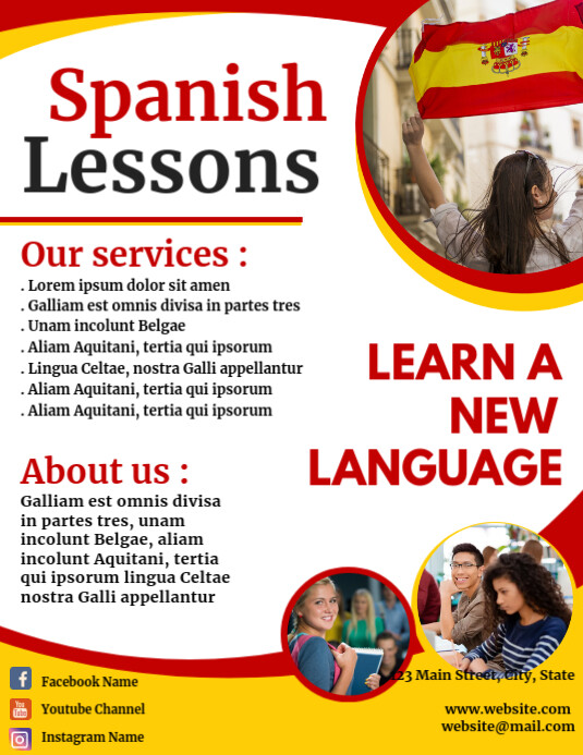 Spanish classes flyer template PosterMyWall