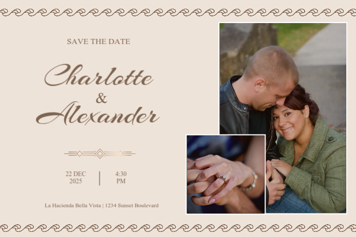 Spanish Couple Wedding Invitation Cartaz template