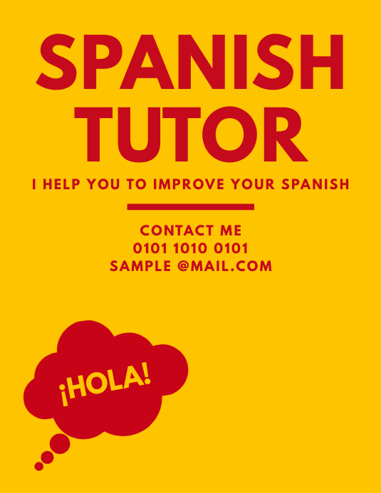 Spanish Tutor Teaching Flyer Template PosterMyWall spanish-tutor-teaching-flyer-template-postermywall