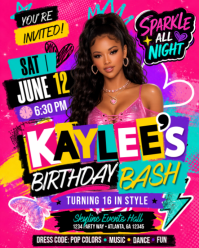 Sparkle Birthday Bash Party Invitation Instagram Portrait template