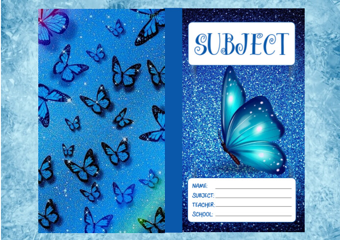 Sparkling Butterfly Subject Book Design A4 template