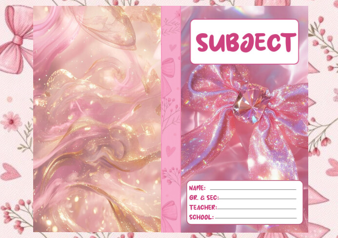 Sparkling Ribbon & Floral Planner Cover Template | PosterMyWall
