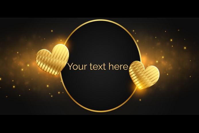 Sparkling Valentine's day banner golden heaet Transparent 4 stopy × 6 stóp template