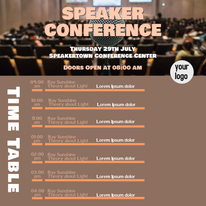 Copy of Speaker conference Time table planner | PosterMyWall