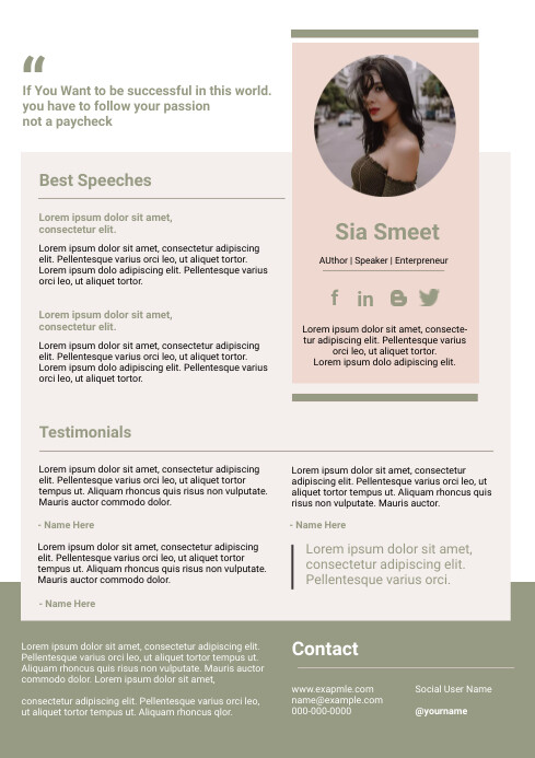 Speaker One Sheet Template A4