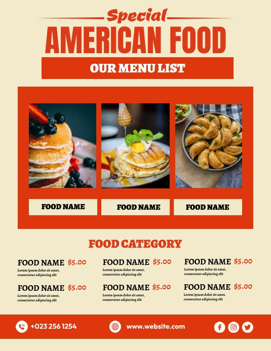 Special American Food Menu Template | PosterMyWall