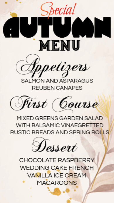 Special Autumn Food Menu Template | PosterMyWall