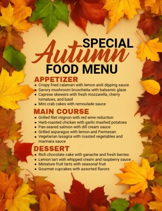 Plantilla de Special Autumn Menu | PosterMyWall