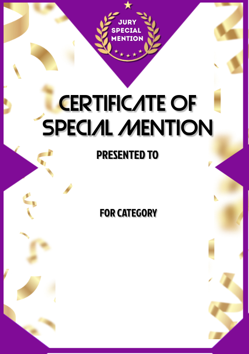 Honorable Mention Award Template