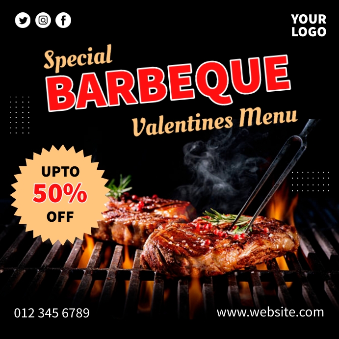 Special Barbeque Valentines Menu Post Instagram template