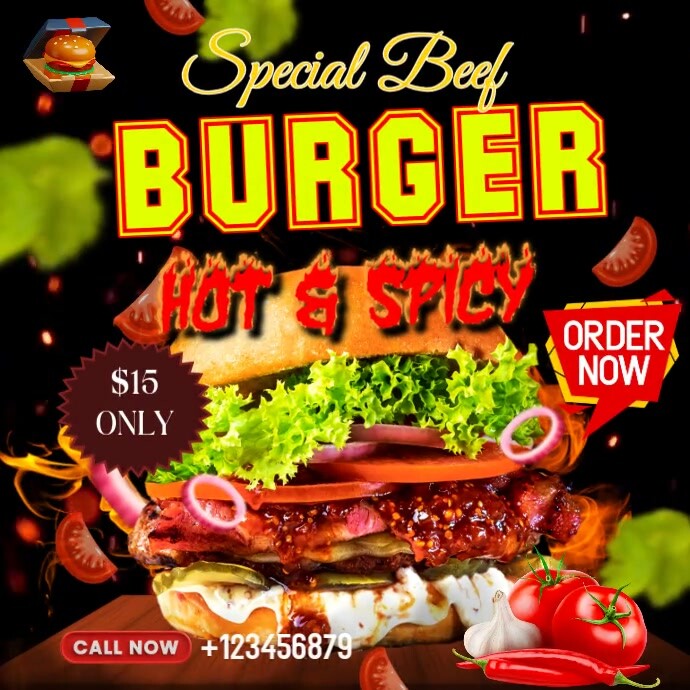Special Beef Burger Hot and Spicy Instagram-Beitrag template