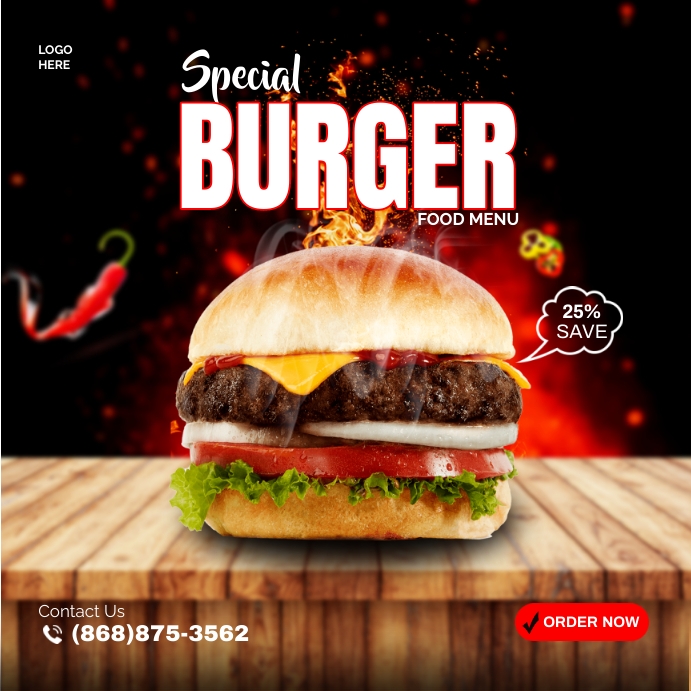 Special Burger Menu Сообщение Instagram template