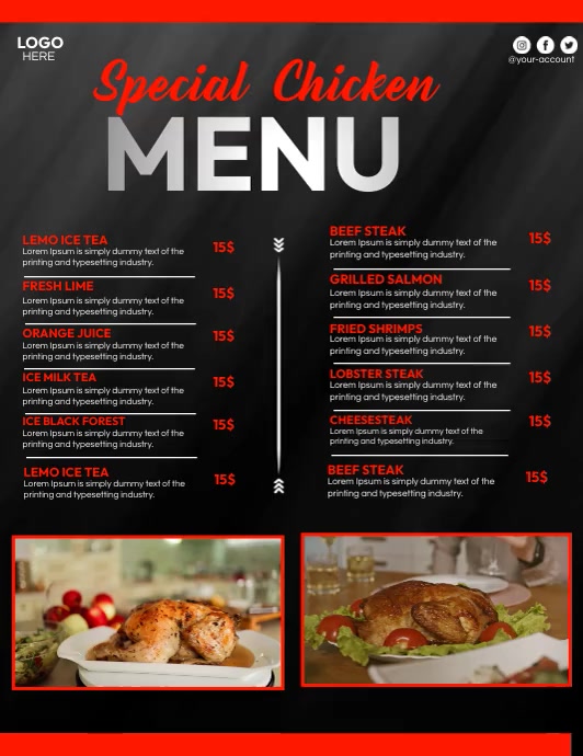 Add Chicken Menu Special Chicken Menu Template | PosterMyWall