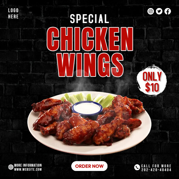Wing Design Ad Special Chicken Wings Menu Ads Template | PosterMyWall
