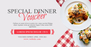 White Special Dinner Voucher Facebook Shared Image Template