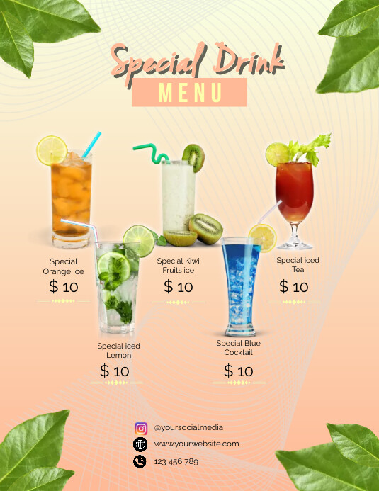 Special Drink Menu Template | PosterMyWall