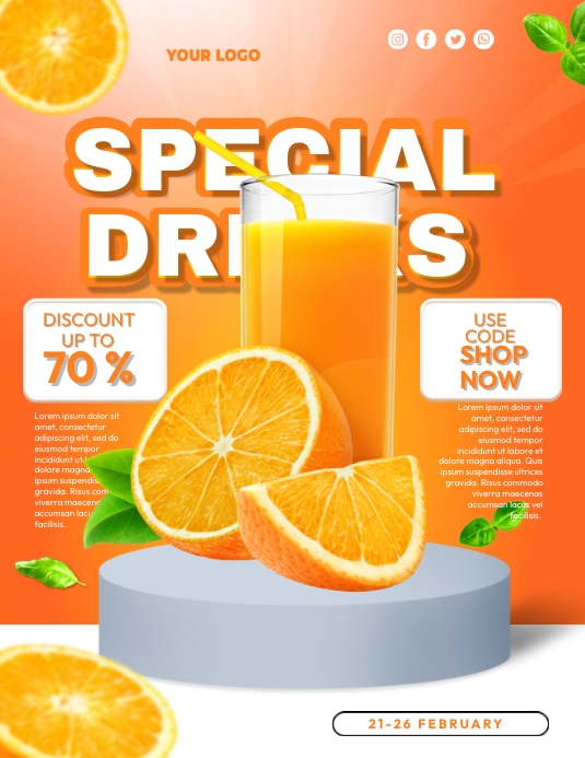 Special Drink Menu Flyer (US Letter) template