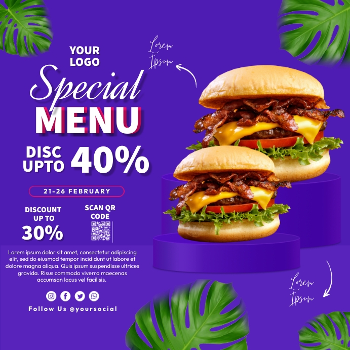 Special Food Menu Ads Template | PosterMyWall